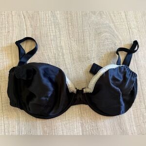 What Katie Did Black Satin Lace Bra 32E